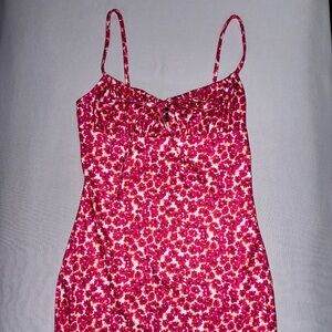 Shein Size Small/4 Pink Floral Mini Dress with Chest Tie (Never Worn)